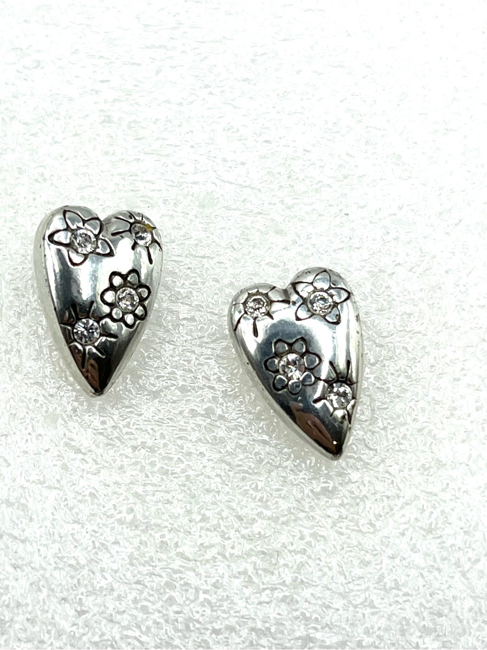Brighton Sparkling Heart Mini Post Earrings Silver Plated with Crystals